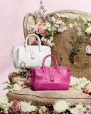 Cristina Small Crocodile Tote Bag, Pink Matte