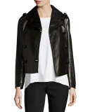 Double-Breasted Leather Moto Jacket