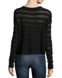 Arleen Striped Pullover Sweater, Black