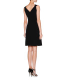 Sleeveless Grecian-Drape Dress, Black
