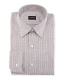 Micro-Tattersall Dress Shirt, Dark Red Check