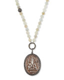 Moonstone Ganesh Pendant Necklace with Diamonds