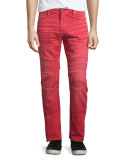 Rocco Active Moto Denim Jeans, Cho Red