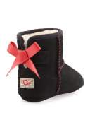 Jesse Suede Bow-Trim Bootie, Black, Infant