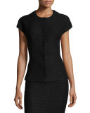 Papier Knit Cap-Sleeve Jacket, Caviar