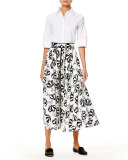 Café Umbrella Midi Skirt, Black/White