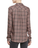 Mya Buffalo-Check Shirt, Black/Adobe Rose
