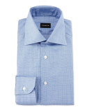 Tonal Box-Check Dress Shirt, Blue