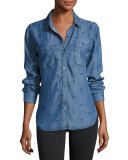 Carter Denim Star-Print Shirt, Indigo