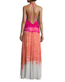 Shanice Tie-Dye Ombre Sleeveless Maxi Dress Dress, Hibiscus Water Ripple Wash