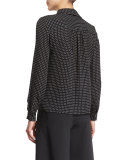 Long-Sleeve Silk Star Blouse, Blamu