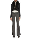 Suede Flare Pants, Charcoal