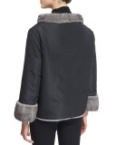Zip-Front Reversible Fur Jacket, Blue Iris