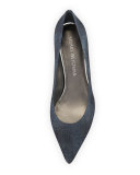 Poco Denim Kitten-Heel Pump, Navy Antique Denim