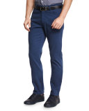 Trofeo Wool Vest w/Leather Trim, Navy