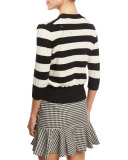 Cape Dropped-Stitch Striped Sweater, Black/White