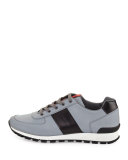 Reflective Textile & Leather Trainer Sneaker, Silver/Black
