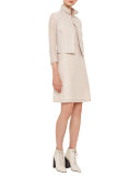 Sleeveless Check Sheath Dress, Nude