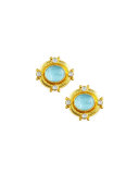 Quadriga Intaglio Clip/Post Earrings, Light Aqua