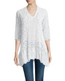 Taffy 3/4-Sleeve Georgette Tunic, Plus Size 