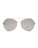 Esse Geometric Aviator Sunglasses, Nude/Gray