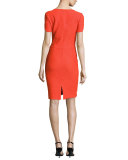 Catalina Knit V-Neck Short-Sleeve Dress, Tangerine