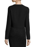 Geneva Cropped Stretch-Knit Jacket, Black