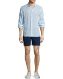 Morton Long-Sleeve Linen Shirt, Sky Blue