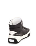 Metal-Stud Leather High-Top Sneaker, Black