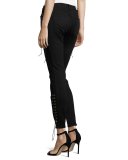 Suki Lace-Up Mid-Rise Skinny Ankle Jeans, Black