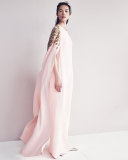 Floral Appliqué Caftan Gown, Soft Pink/Gold