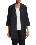 Sheer Dot Long Shirt Jacket, Black