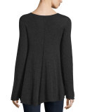 Ebelda Long-Sleeve Trapeze Sweater, Charcoal Melange