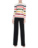 Wide-Leg Fly-Front Pants, Black