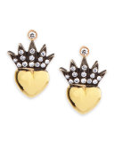 Heart & Pave Diamond Crown Stud Earrings