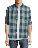 Slim-Fit Plaid Sport Shirt, Blue