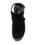 Suede Open-Toe Espadrille Glove Sandal, Black (Nero)