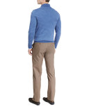 Striped Wool Quarter-Zip Sweater, Hawaiian Blue