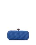 Woven Faille Large Knot Clutch Bag, Signal Blue Royal