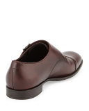 Double-Monk Leather Shoe, Burgundy