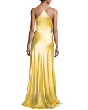 Sleeveless Satin Slip Gown, Yellow