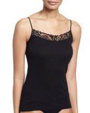 Vittoria Seamless Lace-Trim Camisole, Black