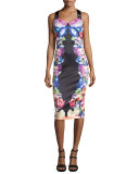 Deony Floral-Print Buckle-Detail Dress, Black