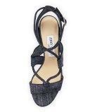 Margo Crisscross 80mm Sandal, Denim Blue
