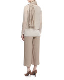 Long-Sleeve Layered Linen Top W/ Cami