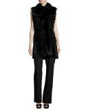 Cyrene Shearling & Fox Fur Vest, Black
