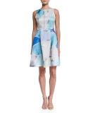 Sleeveless Floral-Print Fit-&-Flare Dress, Multi Colors