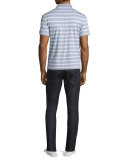 Bold Bar-Striped Short-Sleeve Polo Shirt, Heather Gray
