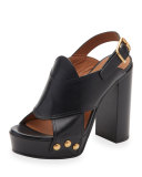 Crisscross Leather Slingback 100mm Sandal, Black