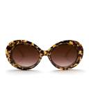 Iris Gradient Oval Sunglasses, Brown
